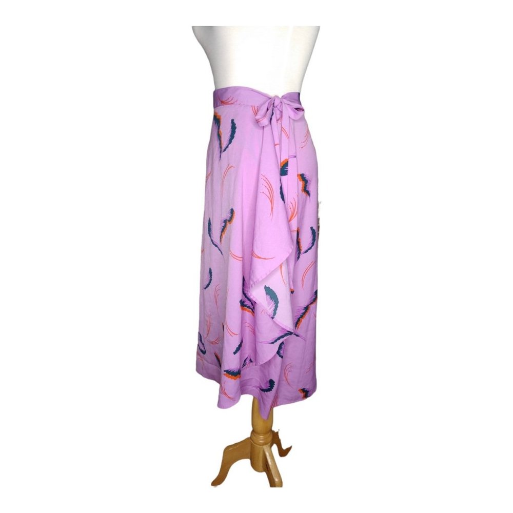 Lightweight Abstract Print Midi Skirt Purple Navy Red Size M
